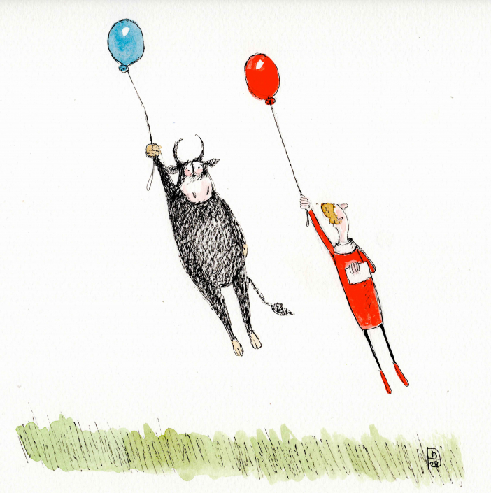 die unendliche Leichtigkeit des Seins, Aquarell und Tusche 20 x 20 cm, € 200