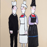 Arbetsgespräch mit Landfrauen, Petronilla, Acryl auf Leinwand